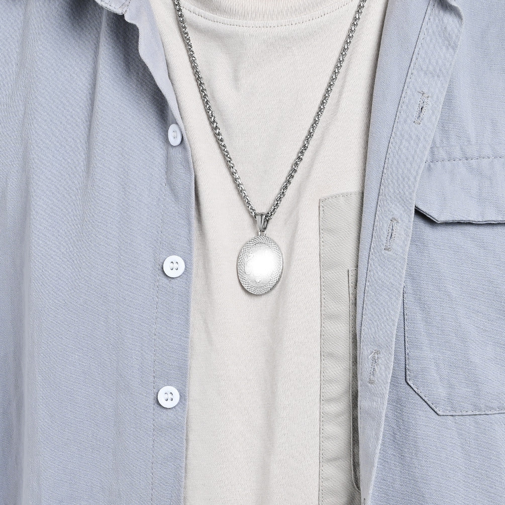Planderful Titanium Steel Vacuum Gold Plated Round Necklace For Men Durable Sweater Chain Pendant Jewelry