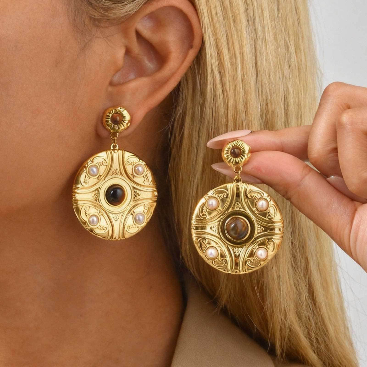 Stainless Steel Pearl Vintage Earrings