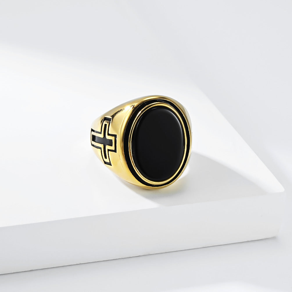 Vintage Cross Stainless Steel Men's Ring