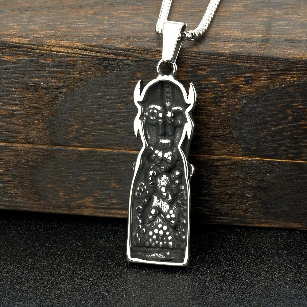 European And American Jewelry Wholesale Titanium Steel Pendant Men's Stainless Steel Necklace Retro Viking Odin Portrait