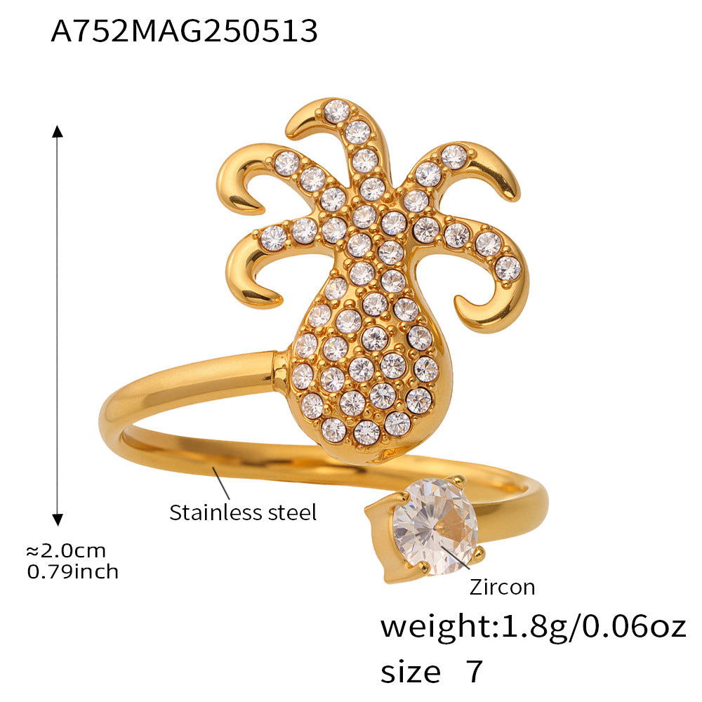Planderful Zircon Open Marine Life Ring Women Seahorse