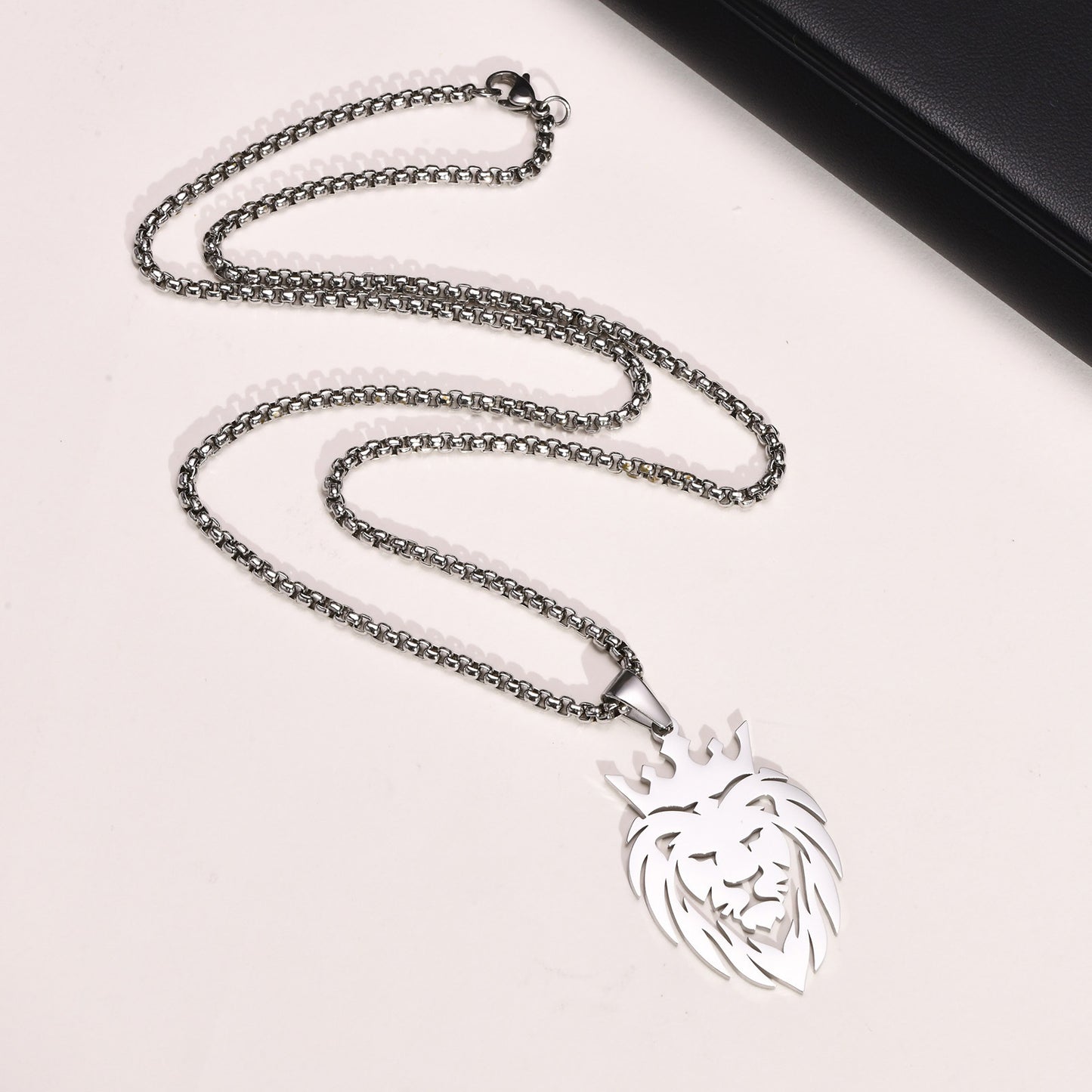 Men's Stainless Steel Lion Head Pendant Steel Necklace
