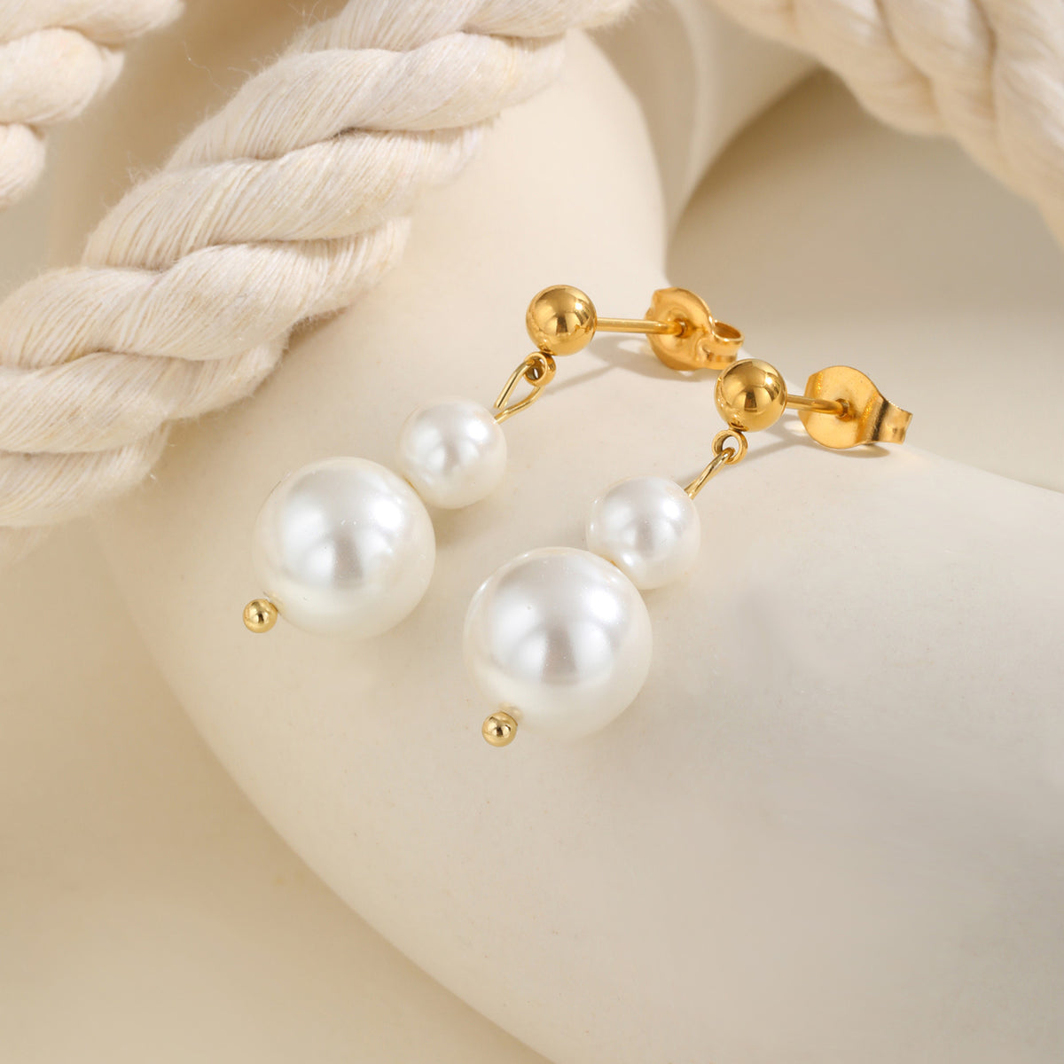Stainless Steel Pearl Earrings