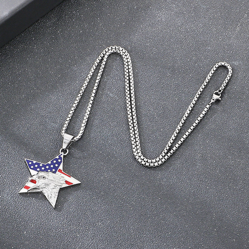 Planderful Eagle Pendant For Men Dripping Oil Pentagram