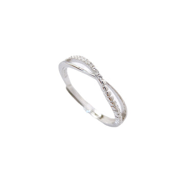 Korean version of simple sterling silver ring female niche design double-line interwoven personalized index finger ring fashionable versatile open single ring