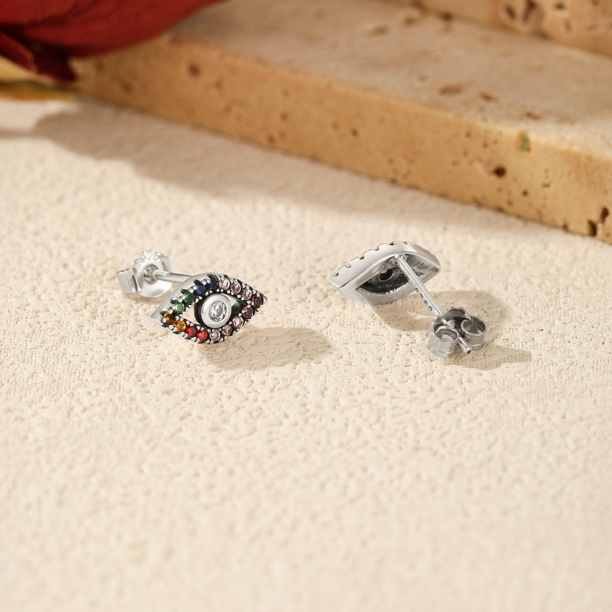 925 Sterling Silver Multicolor Stud Earrings