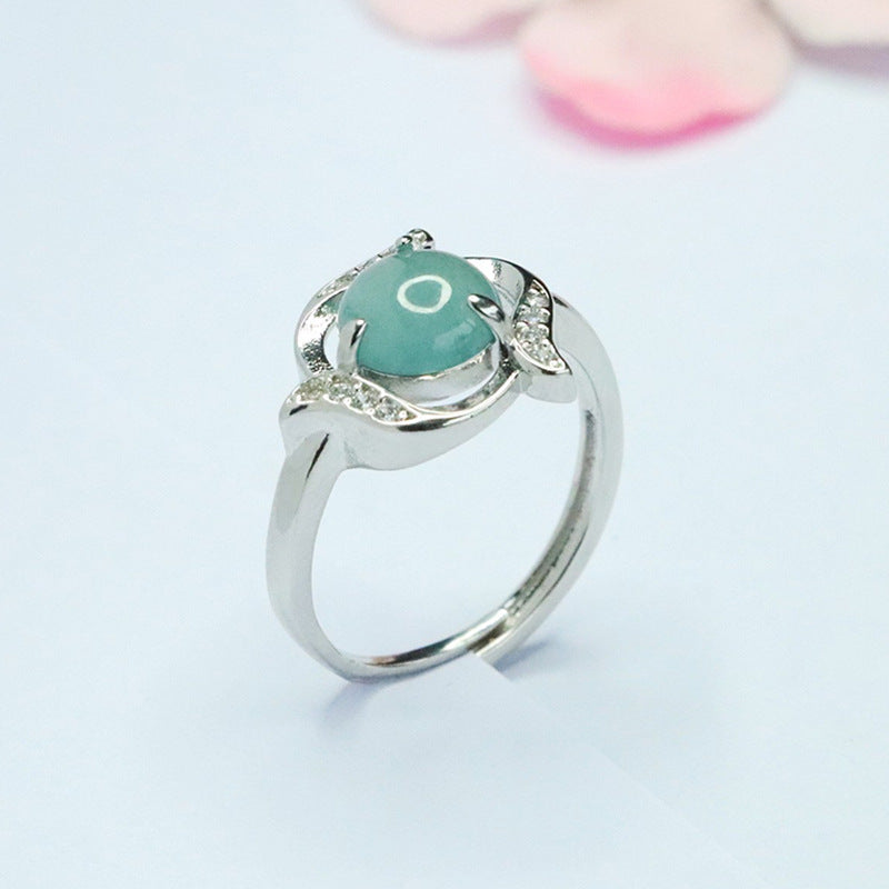 Blue Water Jadeite Vine Ring