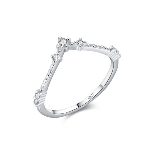 S925 Sterling Silver V-Shaped Moissanite Band