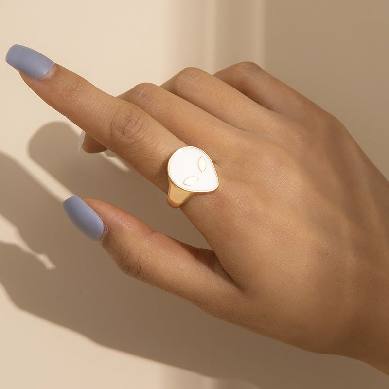 Planderful Oil Drop Ring For Women Versatile Geometric Metal Jewelry Statement Accessory