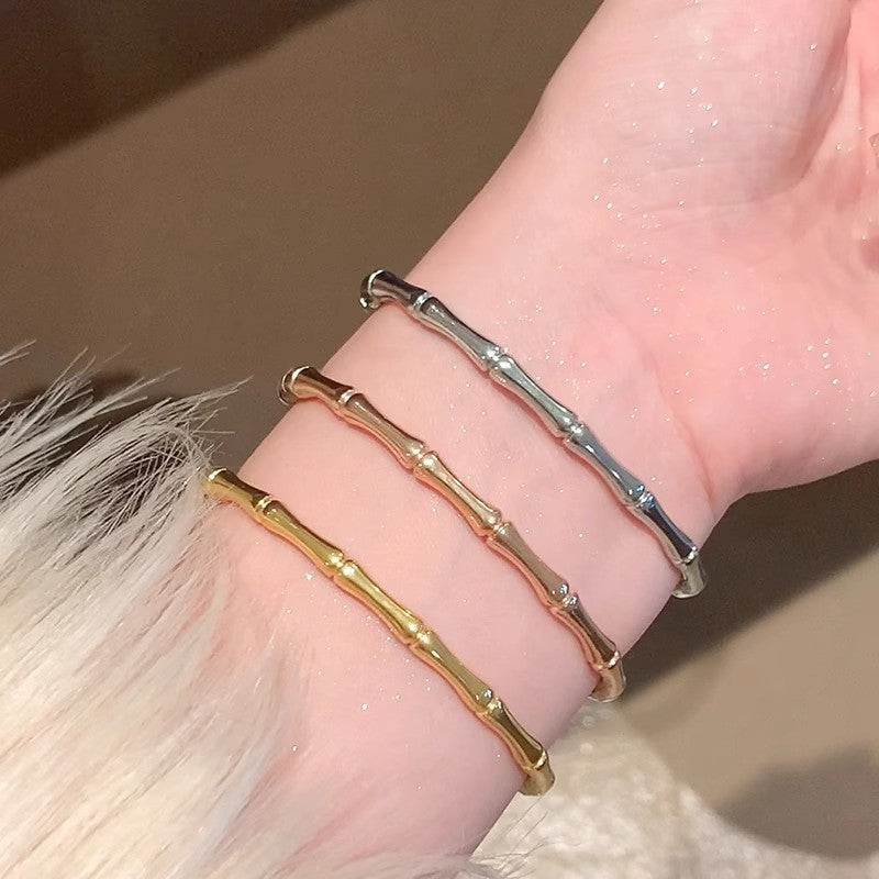 Planderful Jewelry Steel Bracelet Minimalist Design With Gold Accent For Women Everyday Wear