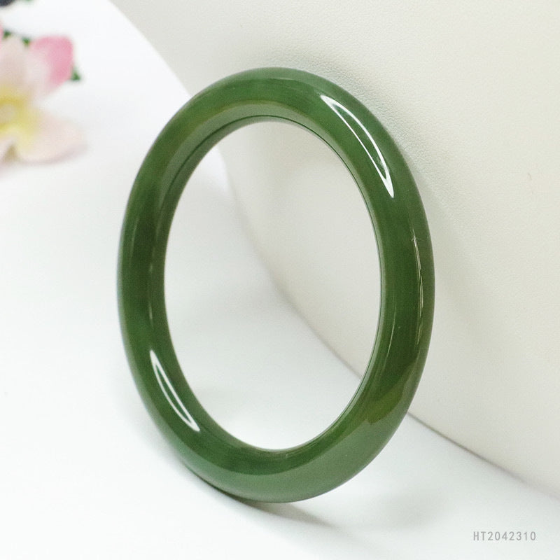 Lake-Green Hetian Jade Round Bangle