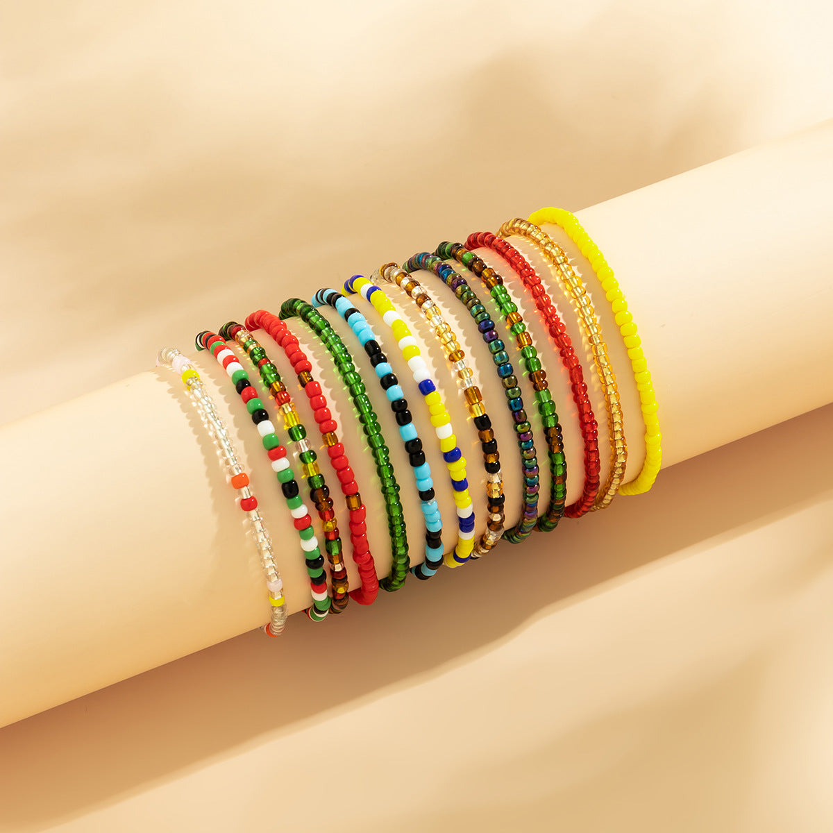 European and American Jewelry Set with Colorful Beaded Bracelets and Bohemian Style Layered Bracelet Set for Women