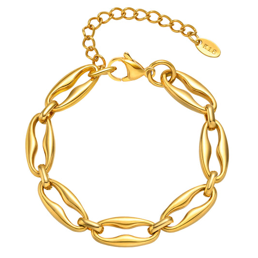 Thick Personalized Oval Big Stainless Steel Bracelet