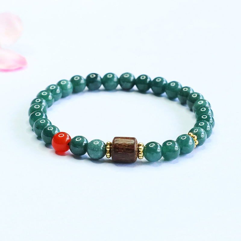 Blue Water Jadeite Agarwood Beaded Bracelet