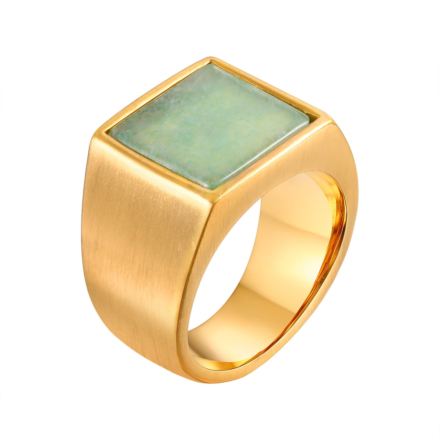 Retro Mens Punk Turquoise Titanium Steel Chain Ring