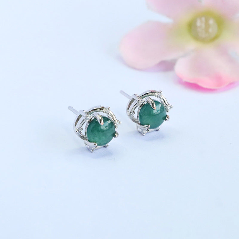 Blue-Water Jadeite Star Trail Stud Earrings