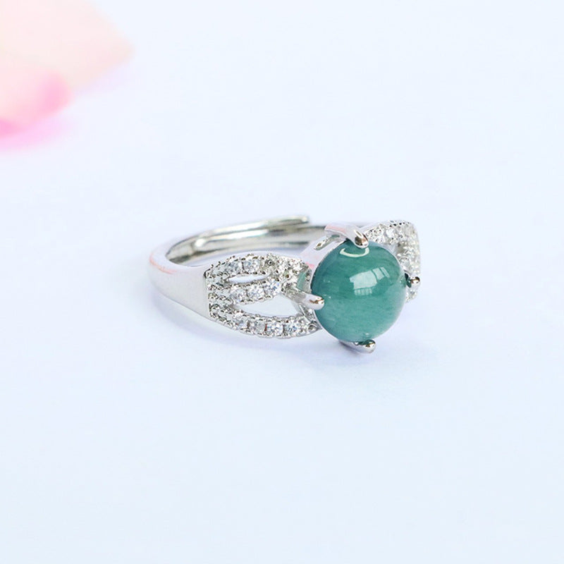 Blue-Water Jadeite Star Glow Ring