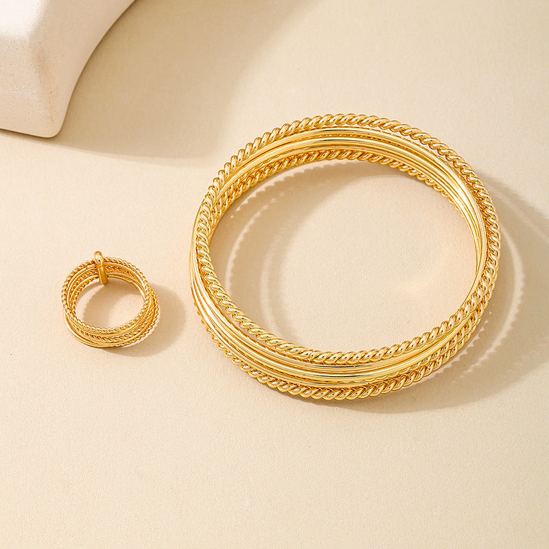 Metal Multi-Layer Bracelet Ring Set for Women by Planderful