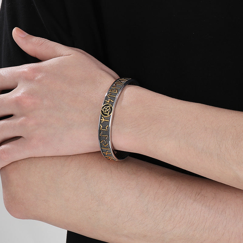 Planderful Viking Odin Rune CShaped Stainless Mens Bracelet