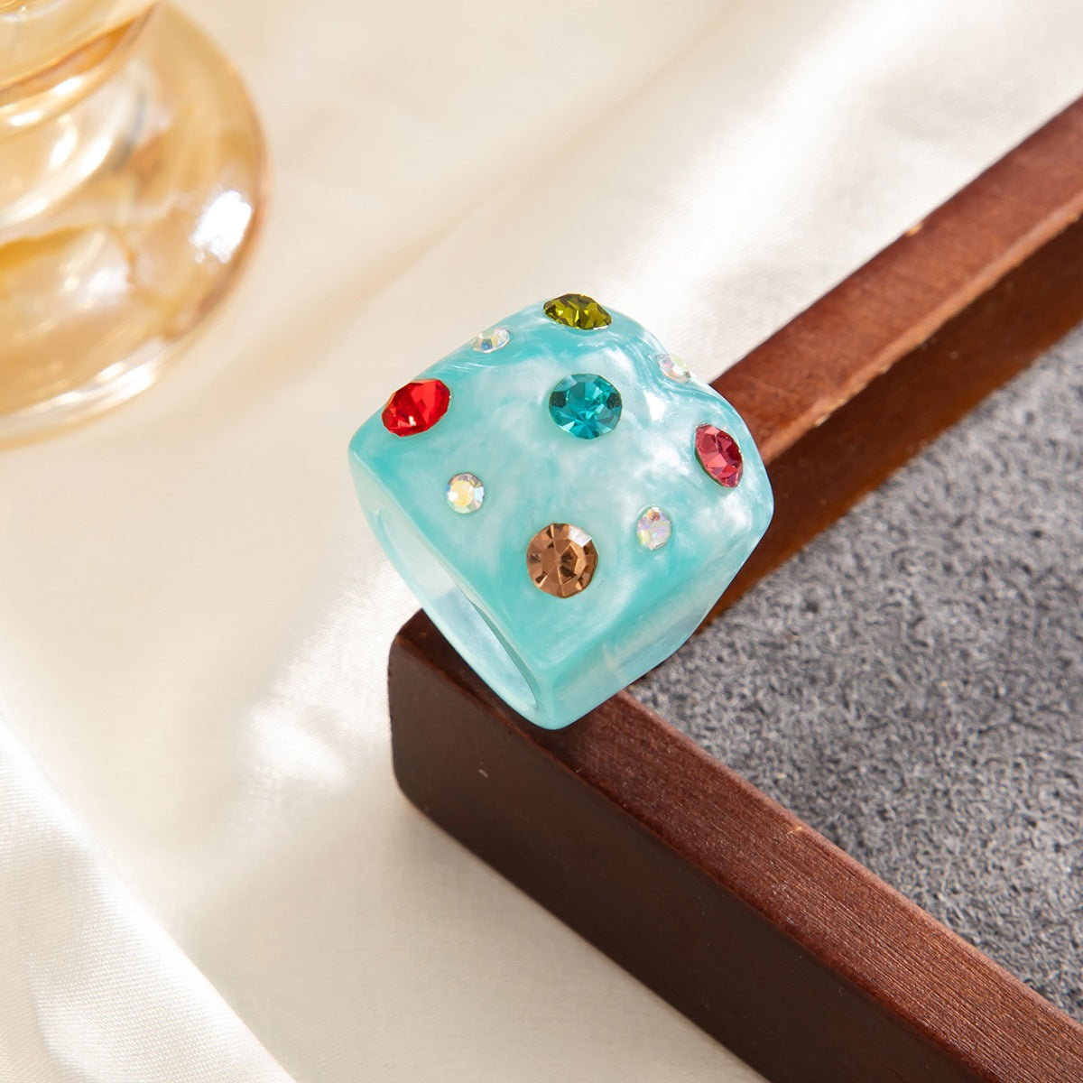 Planderful Zircon Square Ring For Women Smudged Micro Inlaid Sparkling Statement Jewelry Vienna Verve