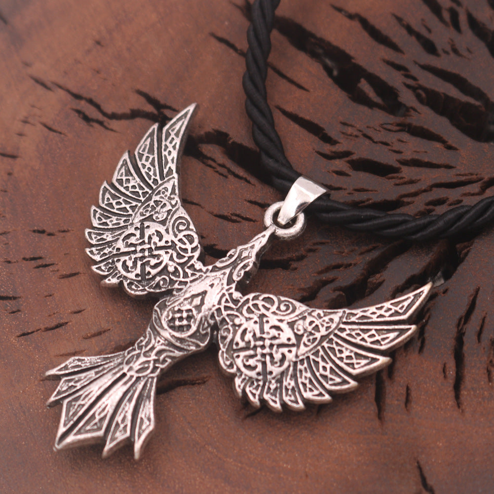 Gothic Viking Crow Pendant Men's Blackbird Tag Necklace - Norse Legacy Collection