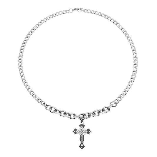 Planderful Jewelry Everyday Genie Zircon Cross Necklace For Men Stainless Steel Signature