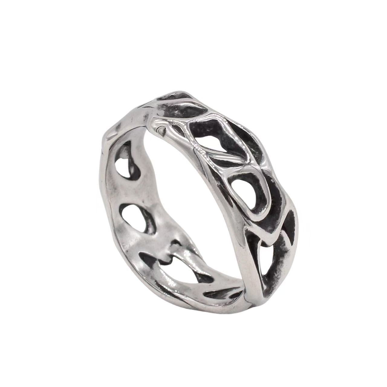 Planderful Jewelry Titanium Ring For Men Flame Retro Style European American Inspired Design