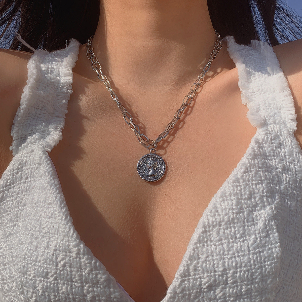 Heart, Eye & Cross Fringe Necklace