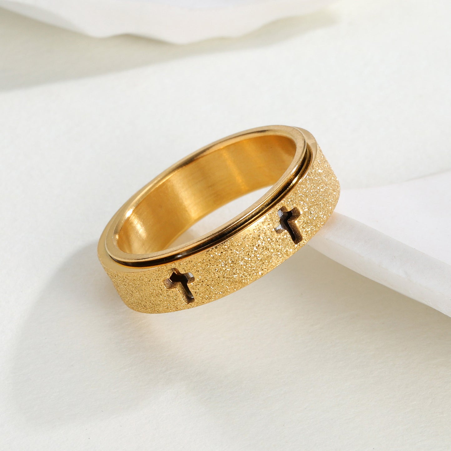 Planderful Everyday Genie Rotatable Matte Cross Ring for Unisex Anxiety Relief Decompression Ring