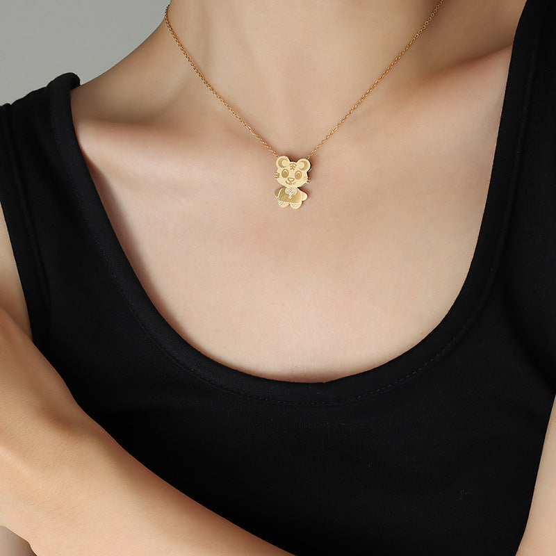 Sweet Tiger Charm Necklace - Titanium Steel Jewelry for Women