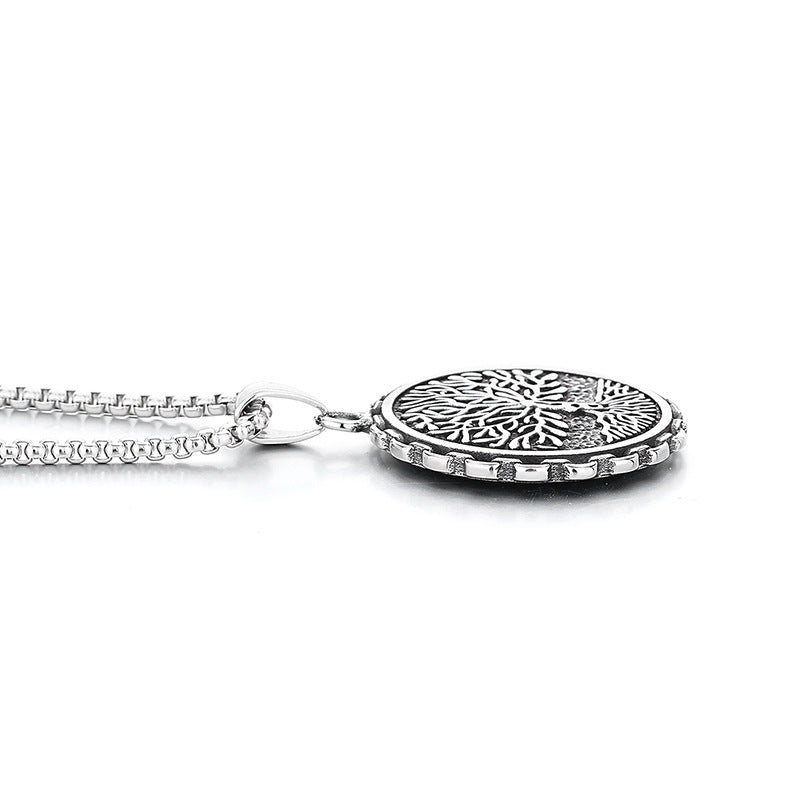 Steel Necklace - Elegant Viking Tree Of Life Pendant For Everyday Wear, Durable Modern Jewelry Gift