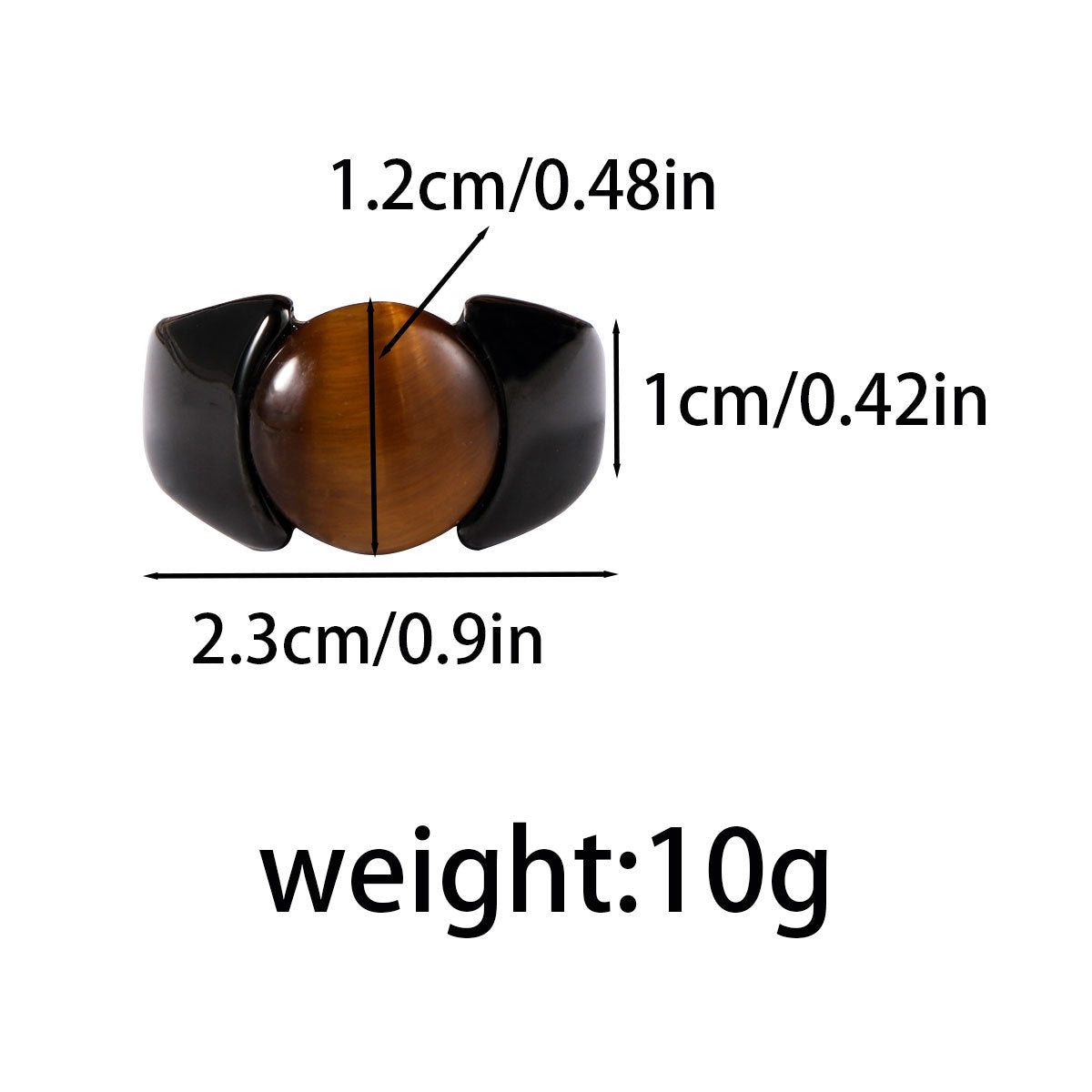 Black-Plated Stainless Steel Ring Ring Men's Tiger's Eye Stone