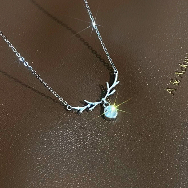 Christmas New Yilu Necklace S925 Silver Antler Collarbone Chain