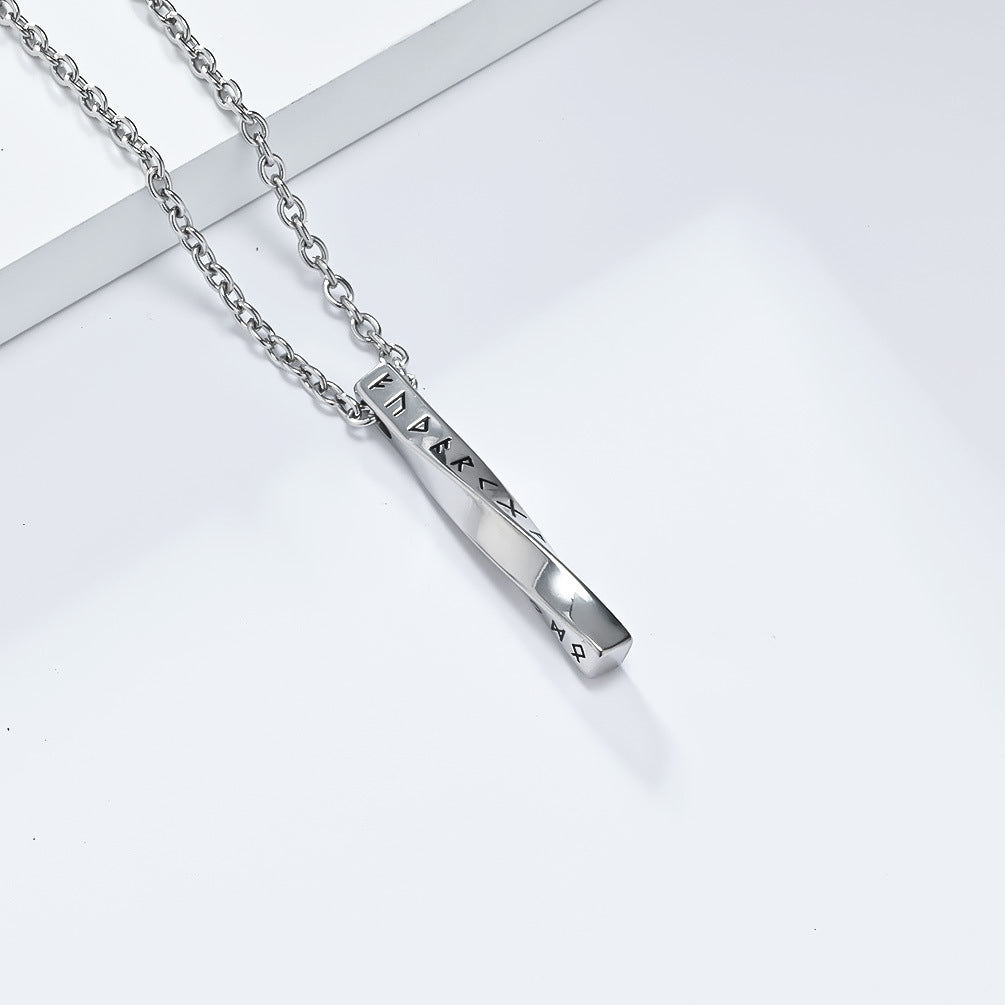 Planderful Unisex Spiral Geometry Durable Titanium Steel Necklace Nordic Viking Pendant Everyday Genie