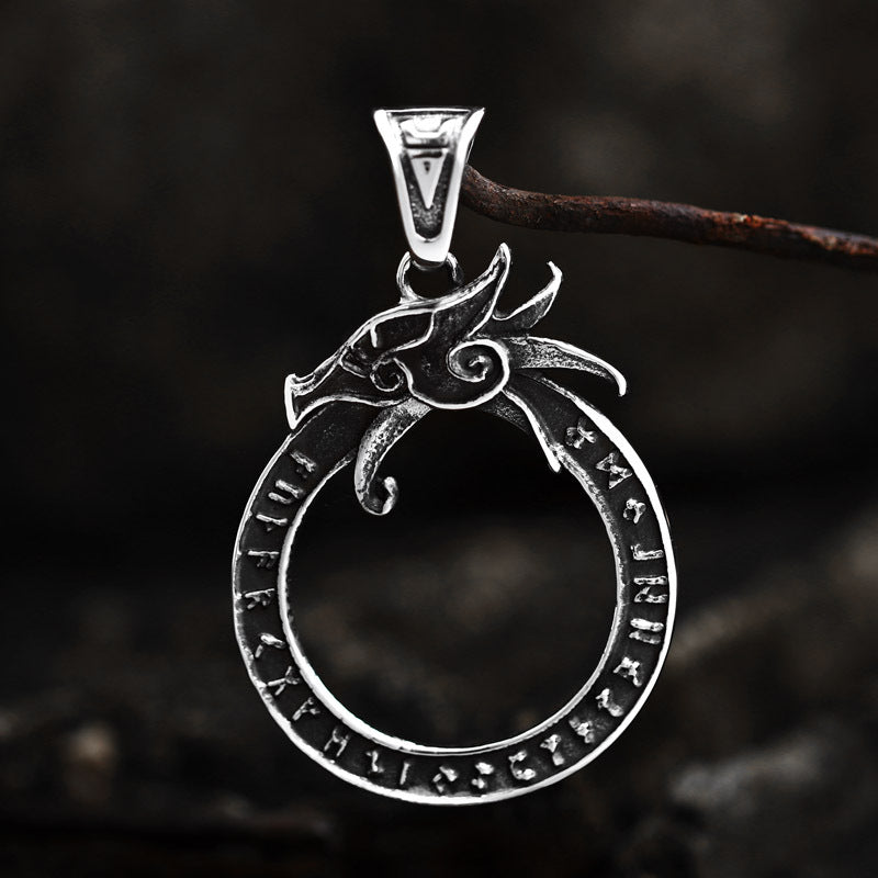 Retro Viking-Inspired Stainless Steel Dragon Pendant for Men - Wholesale Titanium Steel Accessories