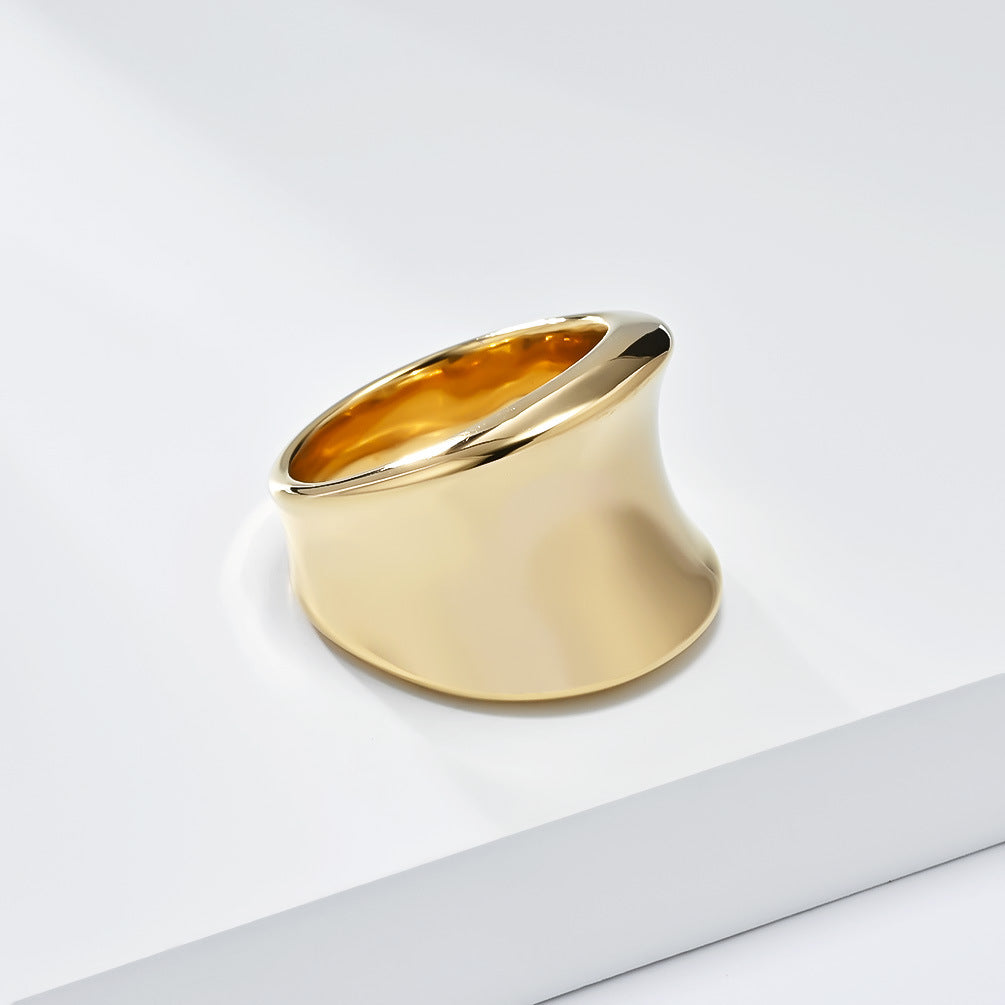 Planderful Geometric Punk Ring Gold Plated For Women Exaggerated Smooth Surface Everyday Genie Collection Size 6 To 11