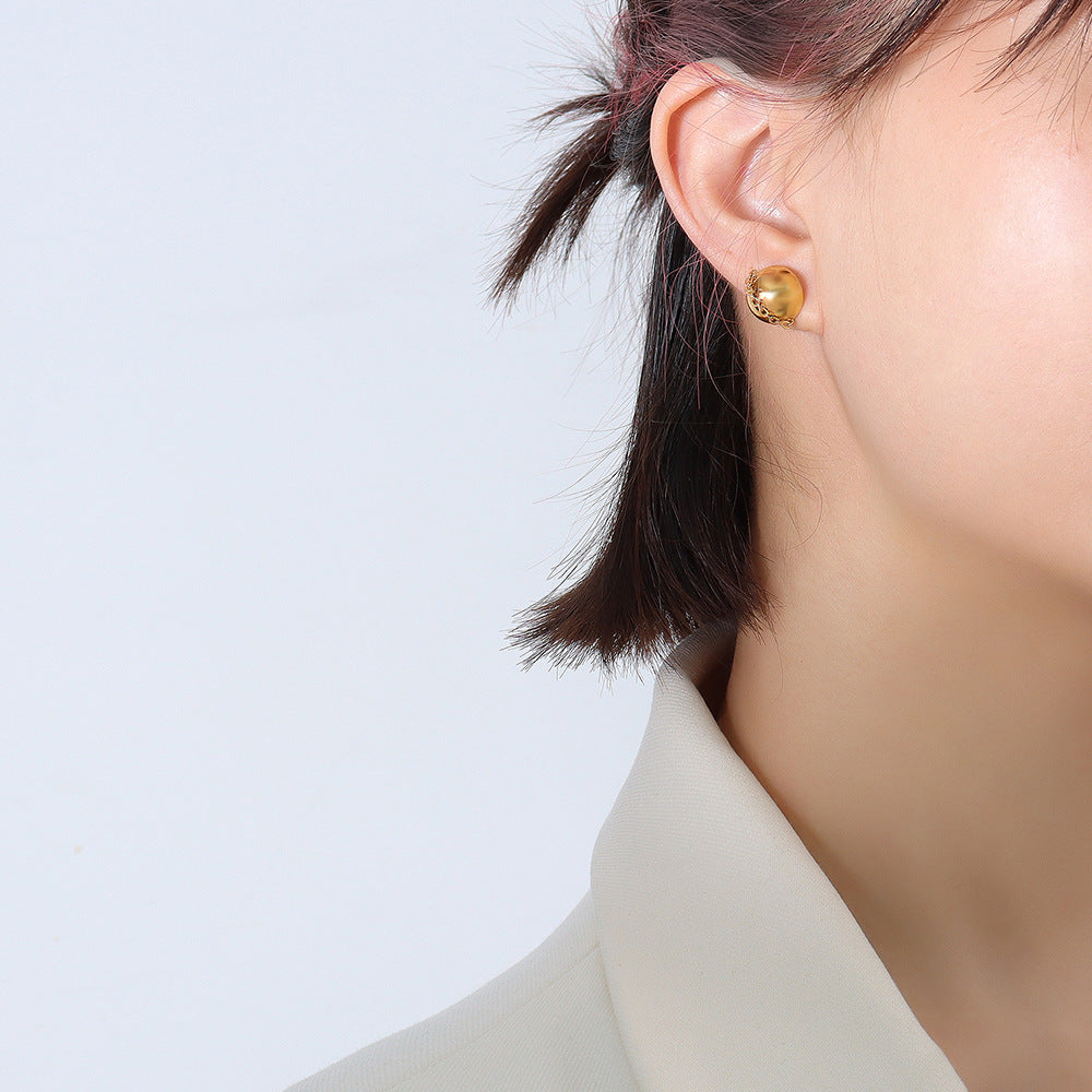 Gold Plated Chain Skirt Earrings with Titanium Steel Detail