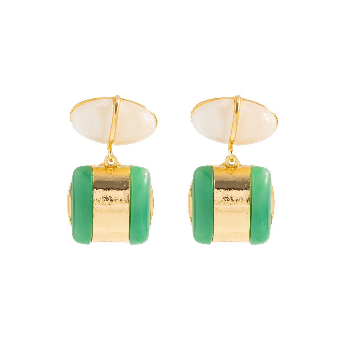 Planderful Geometric Resin Stud Earrings Square Design Handmade Statement Jewelry For Women
