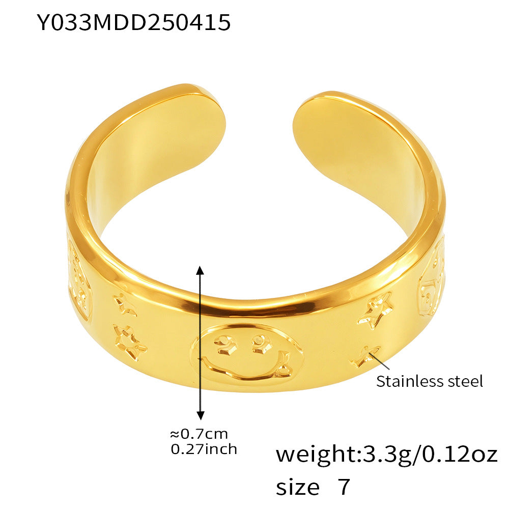 Planderful Open Ring Stainless Steel Ring Unisex Colorfast
