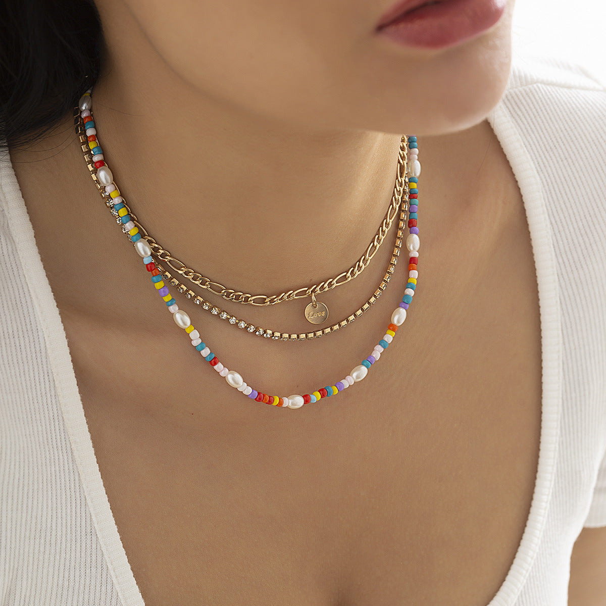 Statement Necklace Planderful Vienna Verve Multi Layer Claw Chain Beaded Ethnic Color Beads Imitation Pearl For Women