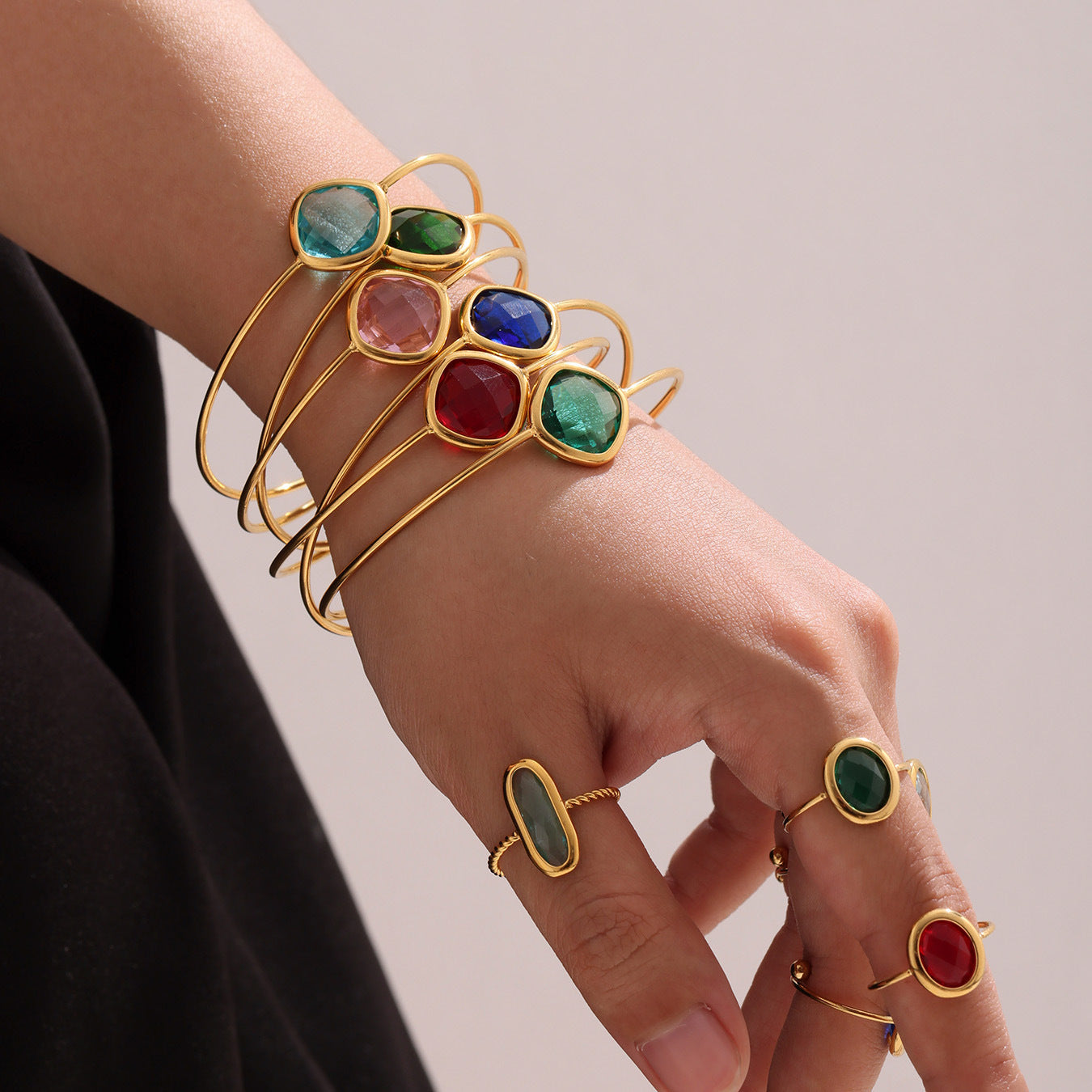 Planderful Czech Glass Open Bracelet For Women Light Luxury