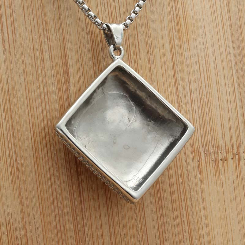Titanium Steel Rhombus Pendant Necklace for Men - Punk Trendy Retro Design by Planderful