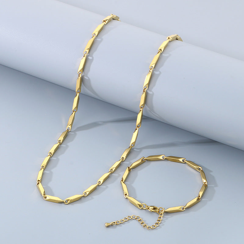 Hip Hop Personalized Rhombus Bamboo Chain Necklace for Men