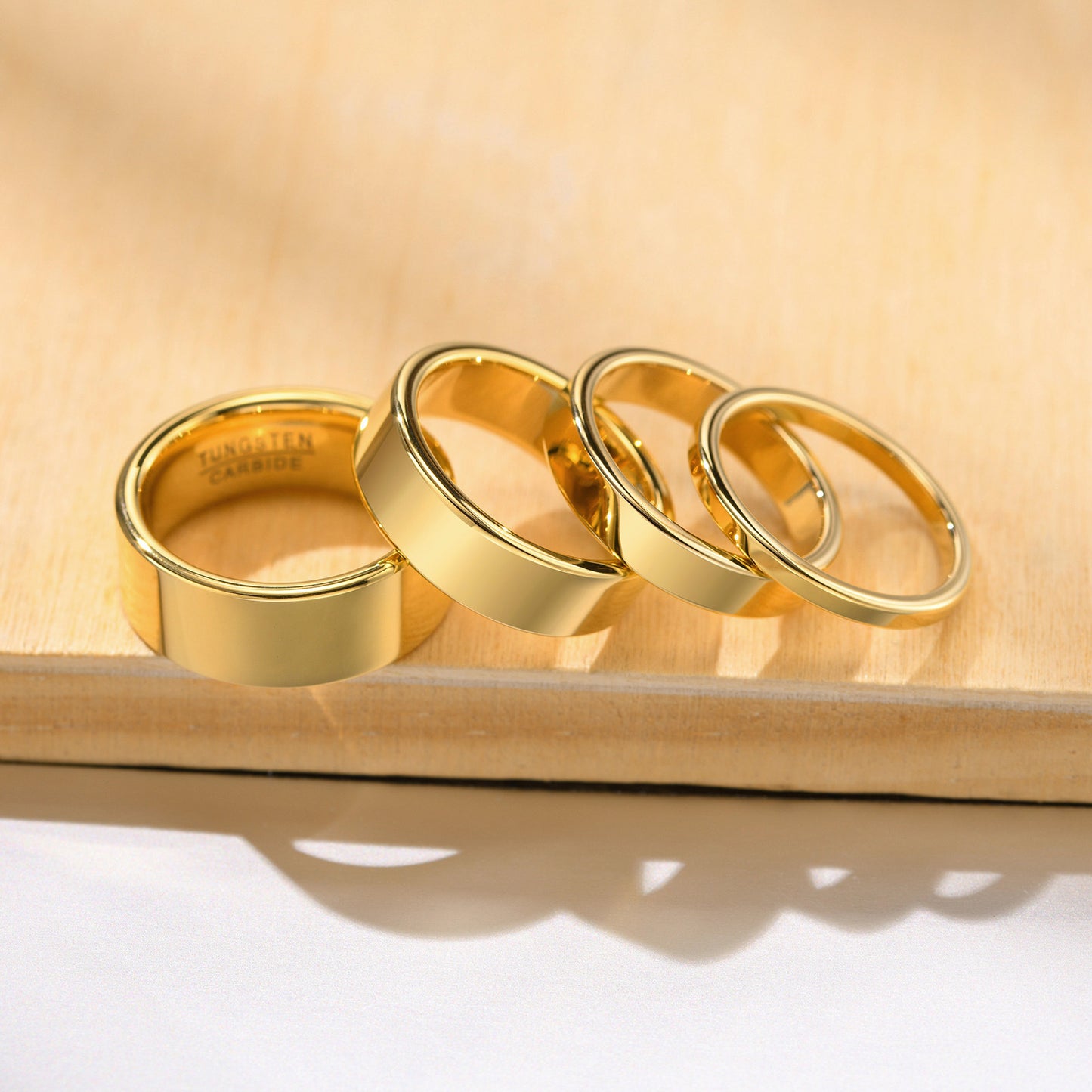 Tungsten Steel Glossy Ring Gold 2mm 4mm 6mm 8mm Plain Ring