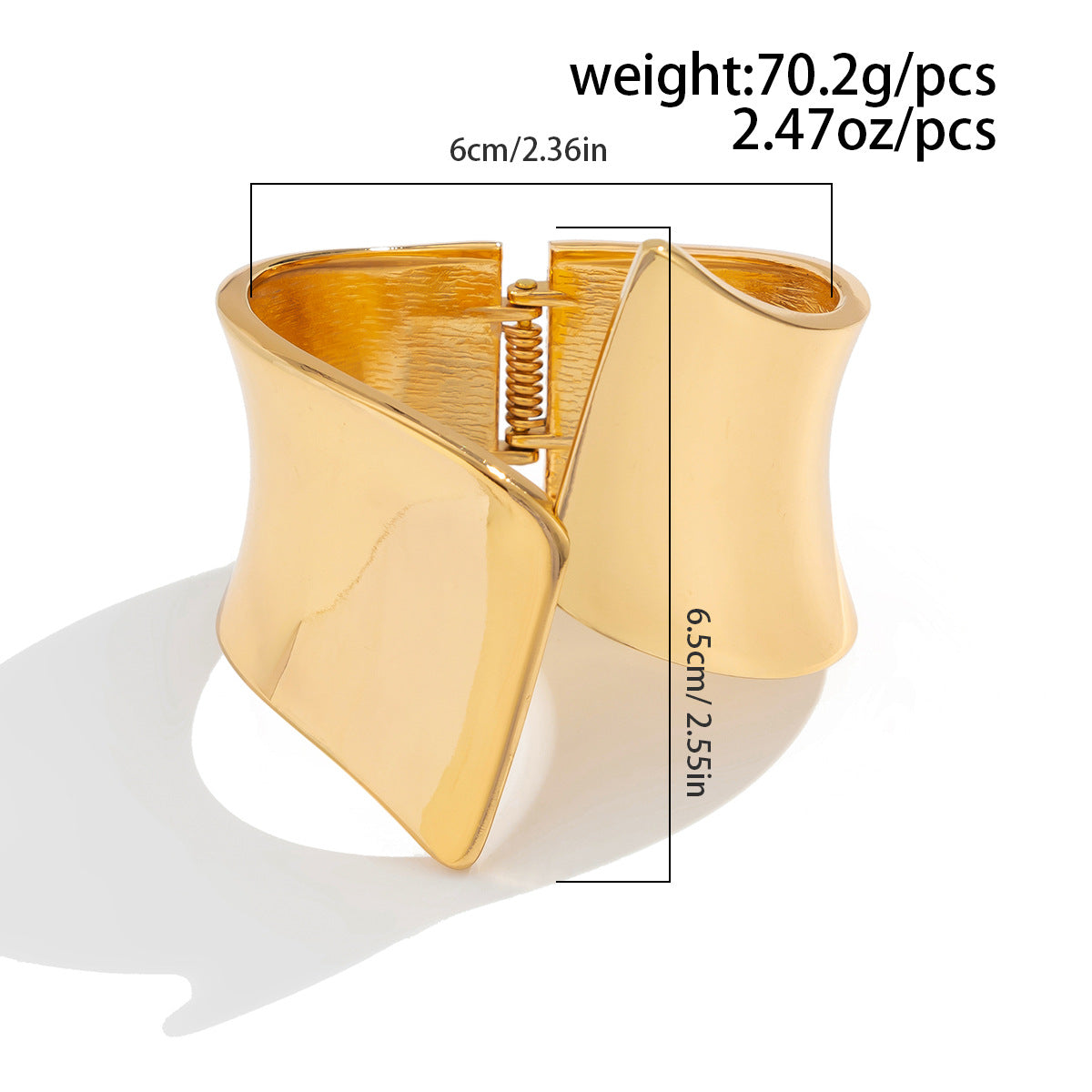 Planderful Vienna Verve Geometric Metal Bracelet For Women Exaggerated Wide Smooth Surface Statement Jewelry