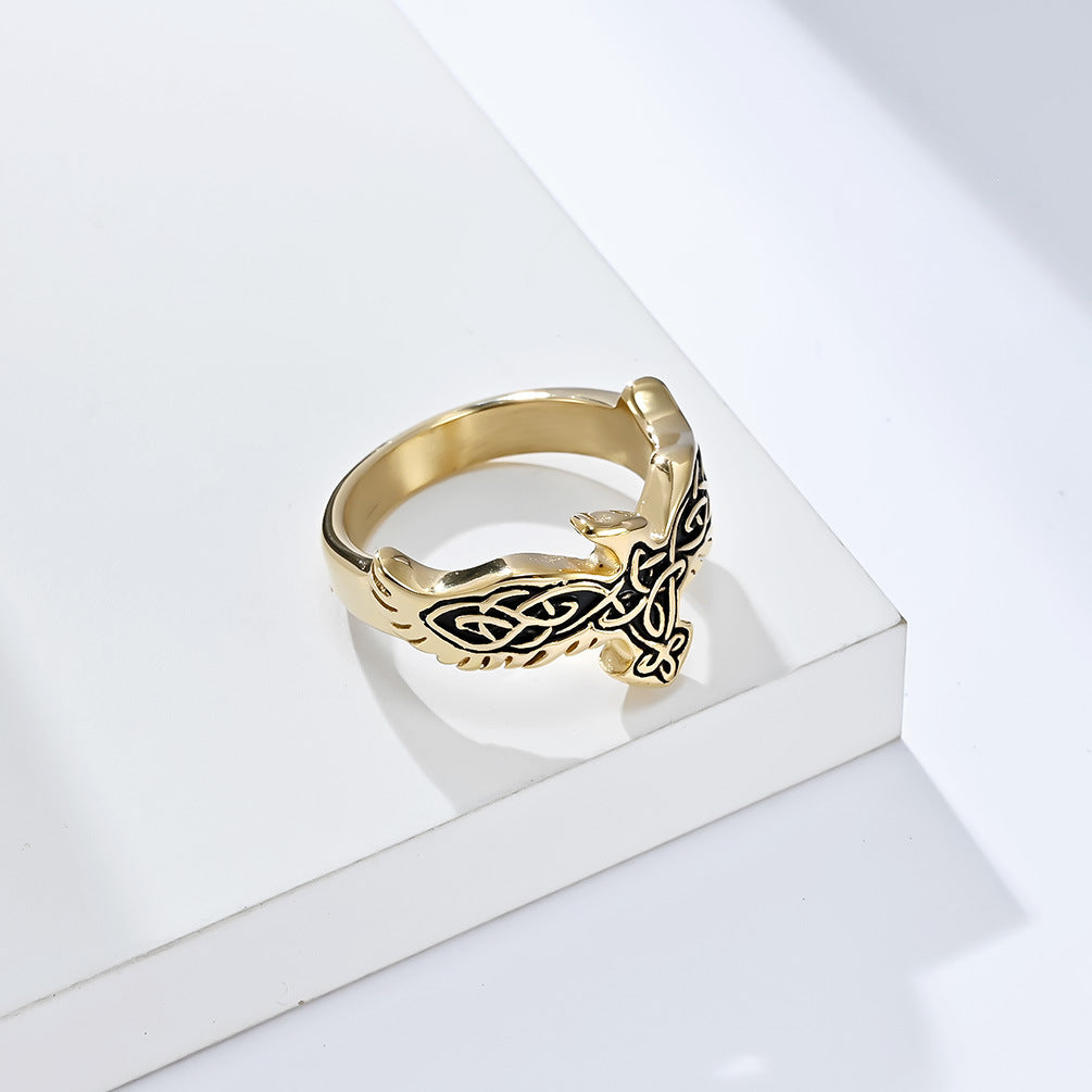 Planderful Celtic Eternal Knot Nordic Eagle Ring Durable Stainless Steel For Men Everyday Genie