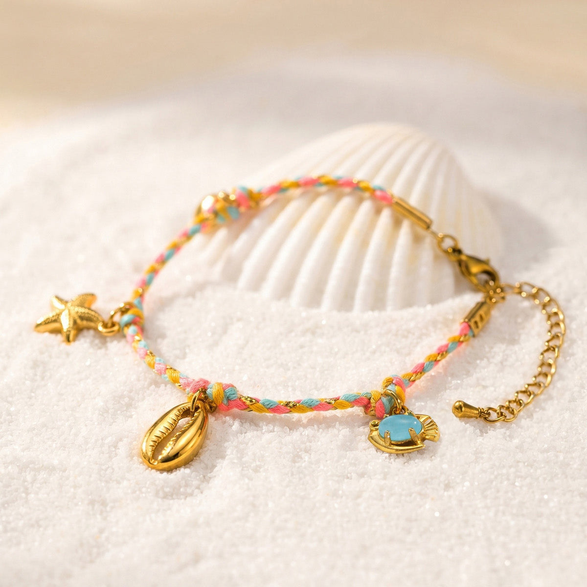 Shell Braided Stainless Steel Bracelet