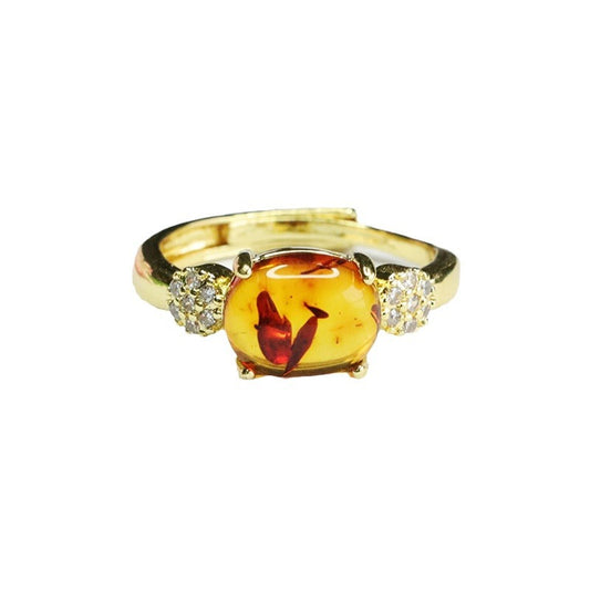 Amber Zircon Sterling Silver Ring with Adjustable Opening
