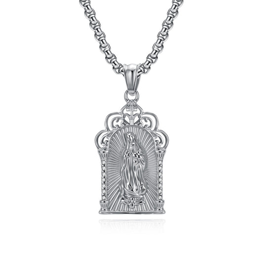 Planderful Virgin Mary Necklace For Men Stainless Steel 18K Gold Plated Pendant Elegant Personalized Jewelry