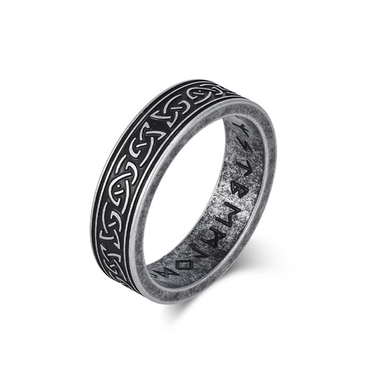 Stainless Steel Viking Celtic Knot Ring With Personalized Letter Engraving For Men By Planderful